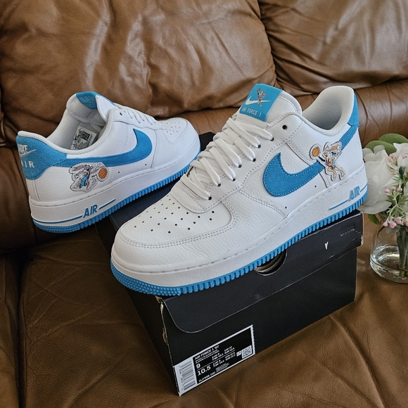 (😎SOLD😎)... Men's Nike Air Force 1 '07 Low 'Hare Space Jam' Size 9 - Picture 13 of 16